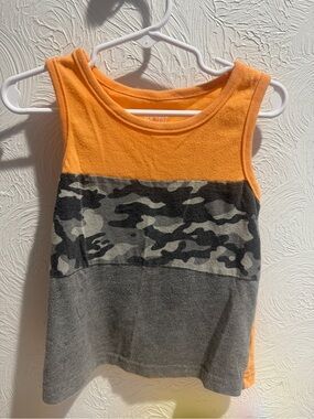 jumping beans Orange & Gray Camo Panel Tank Top